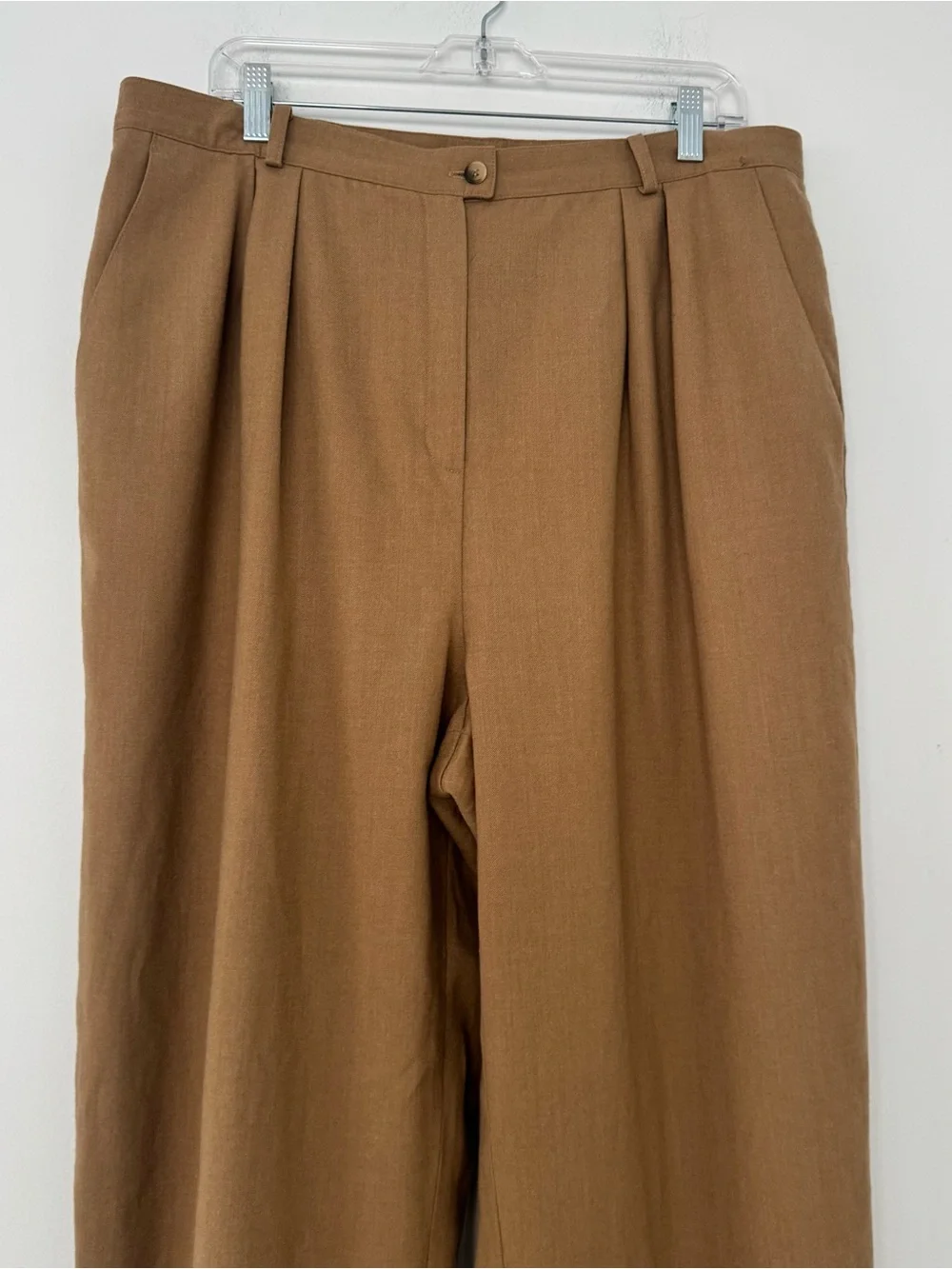 Vtg Jones New York Country Pants Size 18 Wool Blend Pleated Tan Brown 36x30